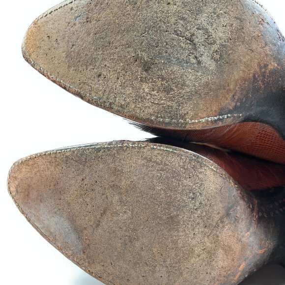 Dan Post Mens 9.5 D Snakeskin Leather Brown Exotic Western Cowboy Boots w/ Bag - Picture 13 of 16